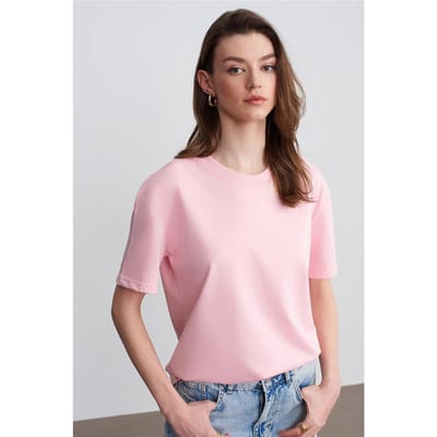 Dames Katoenen Crew Neck T-Shirt