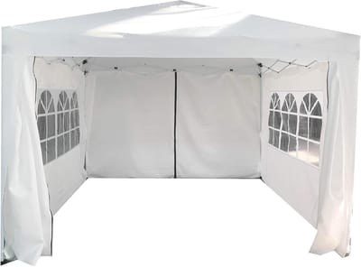 Opvouwbaar Tuinpaviljoen - Feesttent Tuin - Buitenfeesten - Met Afneembare Zijpanelen - 3 x 3 Meter - Wit