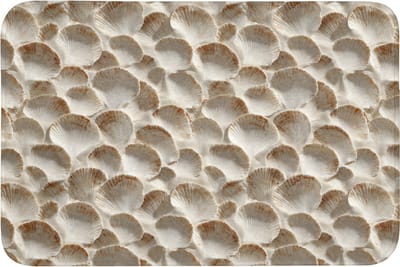 Badmat 90x60 cm - Antislip - Schelpen - Waaiervorm - Wit - Badmatten voor badkamer - Badkamermat - Douchemat - Badkamer mat