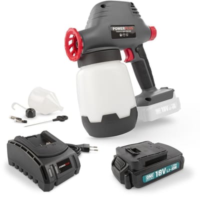 Powerplus - Economy - POWEBPSS1 - 18 V - Inductiemotor - Verfpistool - 18V 1000ml - incl. batterij 18V 1.5Ah en lader