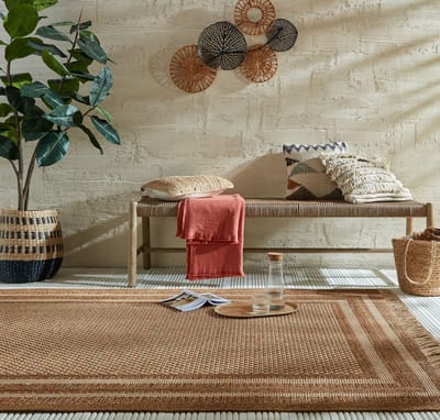 Flycarpets Binnen & Buitenkleed Layla Border - Naturel / Multi 200x290 cm