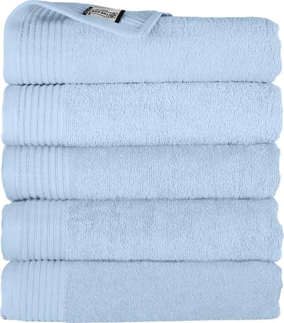 The One Towelling Hotelkwaliteit Handdoeken Set - 5 Stuks - 50 x 100 cm - 450 g/m2 - 100% Katoen - Zacht en Absorberend - Lichtblauw