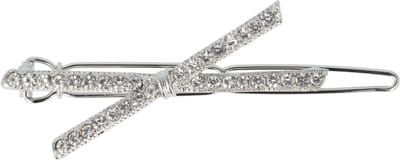Haarsoires Haarspeld Haarclip 4,5cm - Strik - Strass Steentjes - Zilver - Hair Clip - Decoratieve Haaraccessoire