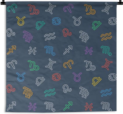 Wandkleed - Wanddoek - Zodiac - Patroon - Astrologie - 90x90 cm - Wandtapijt