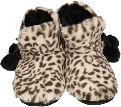 Apollo Pantoffels/sloffen luipaard print - kinderen - beige - maat 39-40 - dieren sloffen - hoog