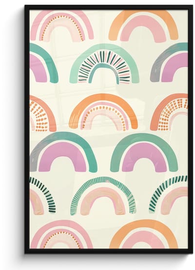 Poster in lijst - Fotolijst 80x120 cm - Posters - Regenboog - Pastel - Patroon - Posterlijst zwart - Decoratie - Wanddecoratie woonkamer - Muurdecoratie slaapkamer
