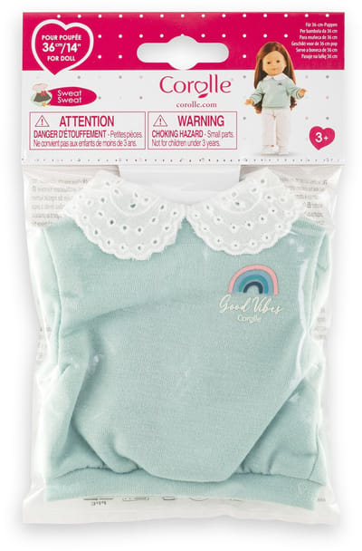 Corolle poppen sweater groen 36cm - poppenkleding regenboogprint.