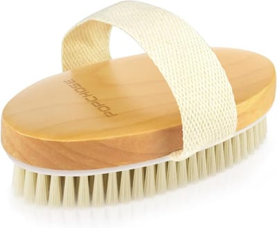 Body Brush Natuurlijke Haren - Scrub Borstel - Huid Exfoliëren - Verbetert Bloedcirculatie - 12 x 6.5 x 3.2 cm