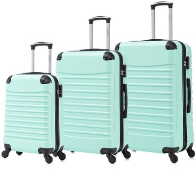 Travelerz Rome Babij Kofferset 3-Delig – Handbagage 39L + Large 69L + Extra Large 95L – Lichtgewicht ABS – Spinner Wielen – Mint Groen – Met Cijferslot