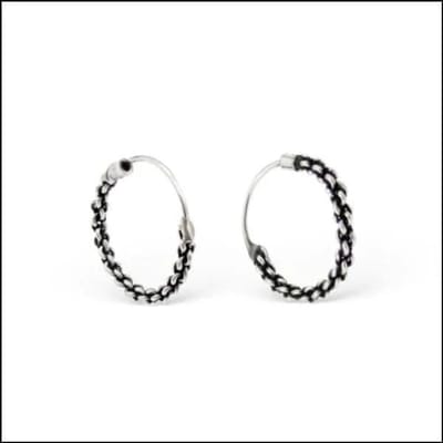 Aramat Jewels | Oorringen | 925 Zilveren Bali Oorringen Geoxideerd - Etnisch Design | 12mm / Zierikzee | |2mm | Zilver | Kinderen, Volwassenen | Verkleurd niet