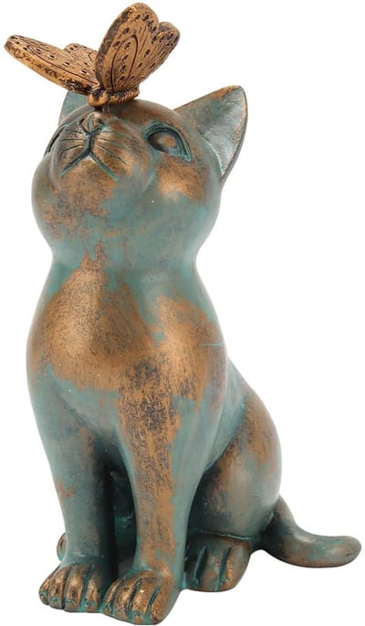 Allecto - Cat Angel tuindecoratie - Kattendecoratie tuinfiguren - Weerbestendig - Meerkleurig - Vlinder - Geschikt voor binnen en buiten - Leuke tu...