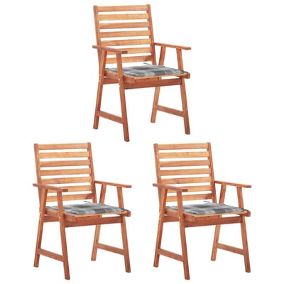 vidaXL - Tuinstoelen - 3 - st - met - kussens - massief - acaciahout