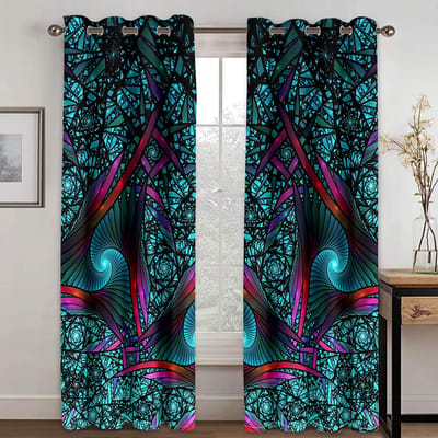 Visuele Impact Dazzle Patroon Digitaal Gedrukt Gordijn Woonkamer Slaapkamer 90g polyester laag verduisterende gordijnstof twee panelen W50xH130(CM)x2pcs&Grommet Top