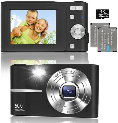Digitale Camera - 1080P 50MP Fotocamera - Compact Camera - Vlog Camera voor Kinderen - 16x Zoom - Incl. 32GB