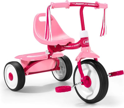 Kinder driewieler - Loopfiets voor peuters - Buiten spelen - Inklapbaar ontwerp - 39 x 37.5 x 54 cm - Roze