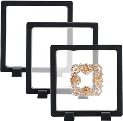 3D Transparante Floating Display Case voor Munten, Medailles en Antiek - Perfect voor Sieraden, Pins en Verzamelobjecten (Zwart)