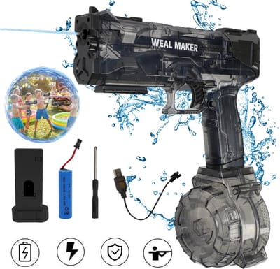 Elektrisch Waterpistool Met Usb-Oplaadfunctie Voor Volwassenen En Kinderen - Transparant Automatisch Waterpistool Met Hoge Kracht Waterdicht - Klassieke Waterpistoolblaster Voor De Zomer - Zwart