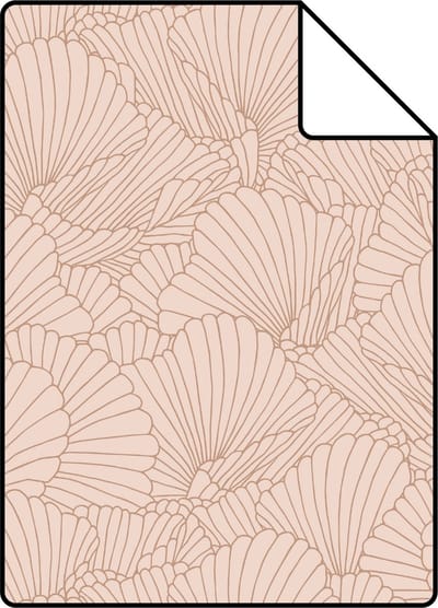 Proefstaal ESTAhome behang getekende bladeren terracotta roze - 26.5 x 21 cm - 139492-S