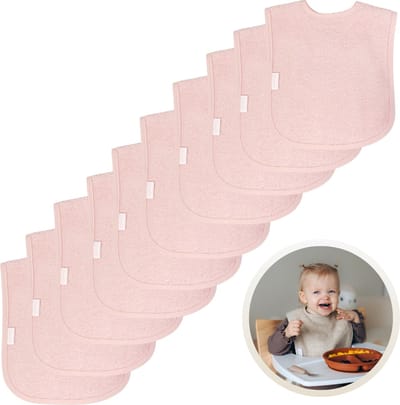 Funnies Slabbetjes 10-Pack Blush - Set van 10 Zachte Slabbertjes - Grote Slabbers - Kwijldoekjes voor Baby’s en Kinderen - Absorberend, Zacht en Makkelijk Wasbaar - Perfect voor Voeden, Kwijlen en Bescherming van Kleding
