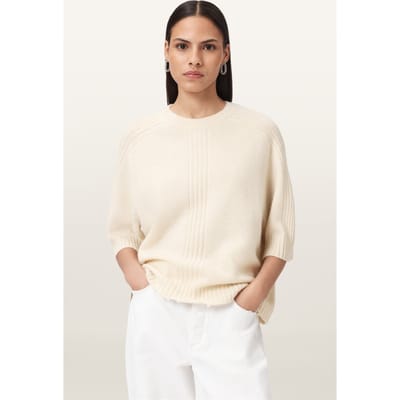 AllSaints Nix Tee Chalk White Taglia: XS | Maglioni a maglia Outlet | Donna | Bianco