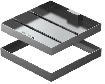 Onzichtbaar Putdeksel - Rioolafdekking RVS - Tuin Bestrating - Verborgen Handgrepen - 16x16x2 cm - Zilverkleurig