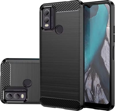 Hoesje geschikt voor Nokia C22 - Techsuit Carbon Silicone Back Cover - Zwart