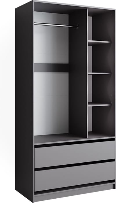 Vicco Elmo Kledingkast – 100 x 200 cm met 2 laden Antraciet