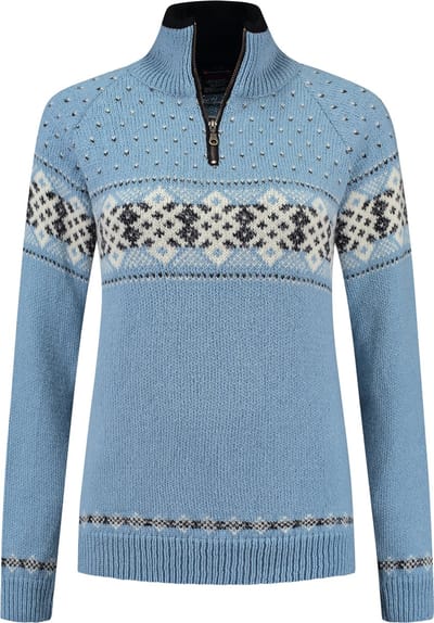 Norfinde Damestrui met ritssluiting van 100% zuivere noorse wol, blauw