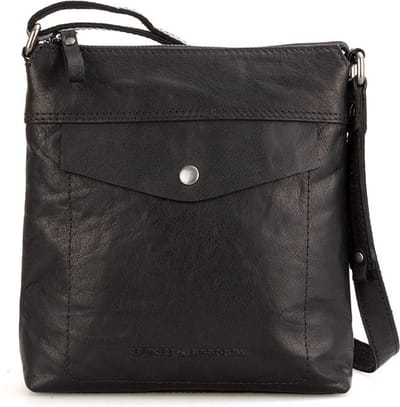 SPIKES & SPARROW Leren Schoudertas DEBRA Crossover Black Zwart