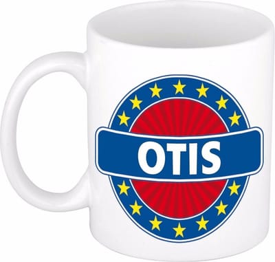 Bellatio Decorations - Otis voornaam - koffiemok - beker - wit/blauw - 300 ml - Cadeau - Heren - Collega - Vaderdag - Verjaardag