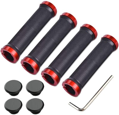 Allecto - Stuurgrepen Mountainbike - Antislip Rubber - Ergonomisch Design - Rood - Dubbele Vergrendeling - Voor Stuur met Diameter 22 mm