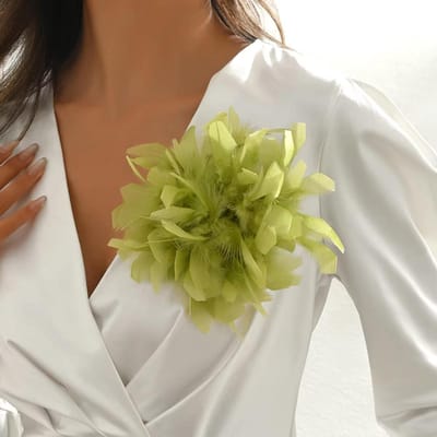 Luxe 20CM Kleurrijke Kunstveer Broche voor Dames Franse Retro Stijl Bruiloft Feest Banket Speld Sieraden Cadeau groen