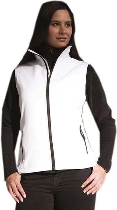 Softshell casual bodywarmer wit voor dames - Outdoorkleding wandelen/zeilen - Mouwloze vesten M
