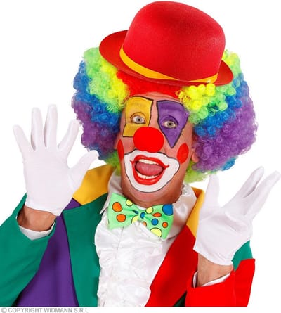 Widmann - Clown & Nar Kostuum - Bolhoed Rood Met Geel Lintje - Rood - Carnavalskleding - Verkleedkleding