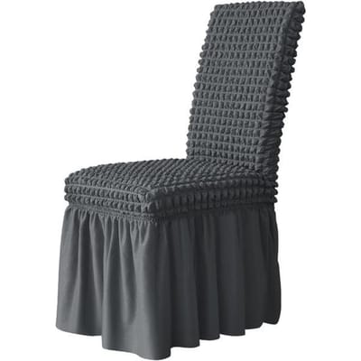 Housse de chaise en Seersucker 3d, jupe longue, pour salle à manger, mariage, hôtel, Banquet, en Spandex extensible, nouveau décor de maison, dossier haut 1 Piece gris foncé