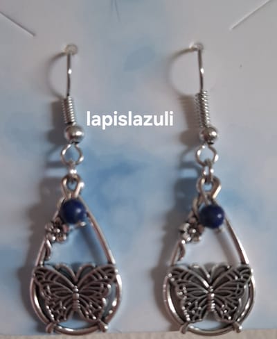 "Lapis Lazuli" Waterdruppel / Vlinder Oorbellen