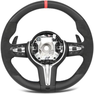 Volant MP V2 en Cuir Nappa et Daim avec Crêtes pour Doigts pour M5 M6 F10 F12 F13 F06 M Sport Red Alignment Mark