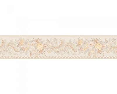 Engelse bloemen behangrandcreme beige