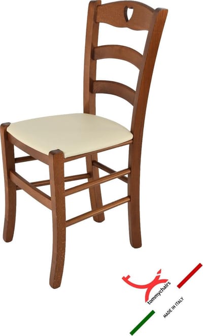 Tommychairs Cuore - Eetkamerstoel - 1 Stuk - Licht Walnoot - Kunstleer & Hout