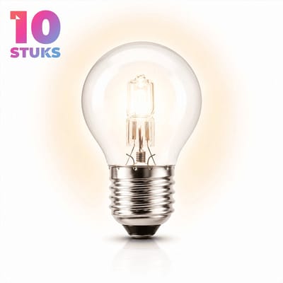 10x Kogel Halogeenlamp E27 - 28W - Warm Wit Licht (2700K) - 370 lm - 2 jaar - Dimbaar