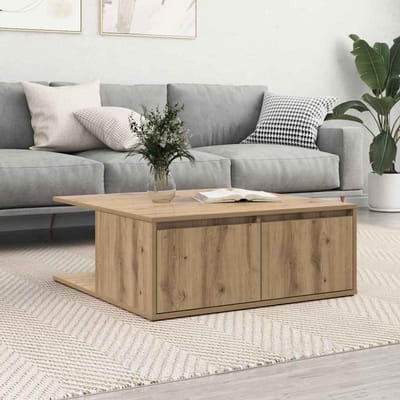 vidaXL - Salontafel - artisanaal - eikenkleurig - 80 - x - 80 - x - 31,5 - cm