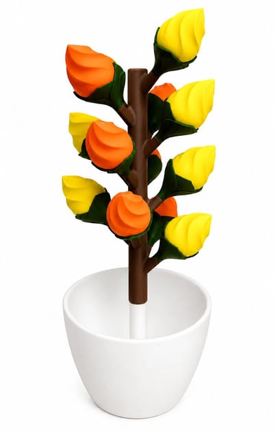 Pillendoos 14 Dagen – Bloem Design Medicijndoosje met Magnetische Bloemblaadjes (Oranje - Geel)