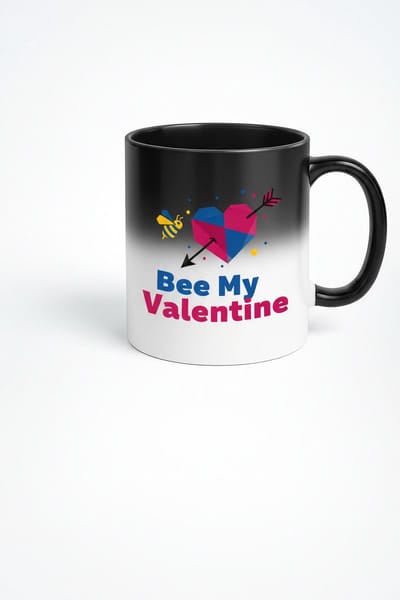 Magische Mok 'Bee My Valentine' | Kleurveranderende Valentijn Cadeau Koffiemok met Liefdeshart & Bij