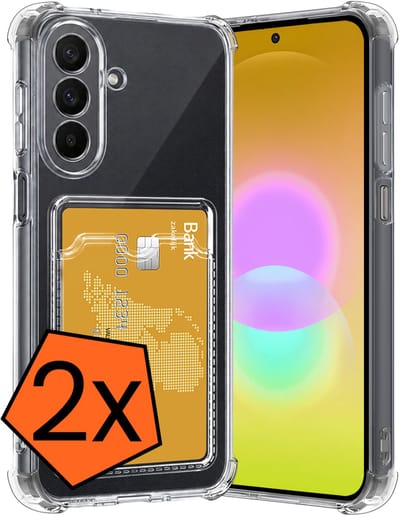 Hoes - 2 Stuks - Geschikt voor Samsung Galaxy A27 - Met Pashouder en Kaarthouder - Telefoon Hoesje Shockproof - Siliconen Case - Back Cover - Shock Proof - Pasjes Houder - Transparant
