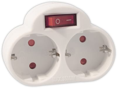 OP=OP Calex Tweeweg-stekker NL randaarde met schakelaar | max 3.500 watt | 90x70x80 mm
