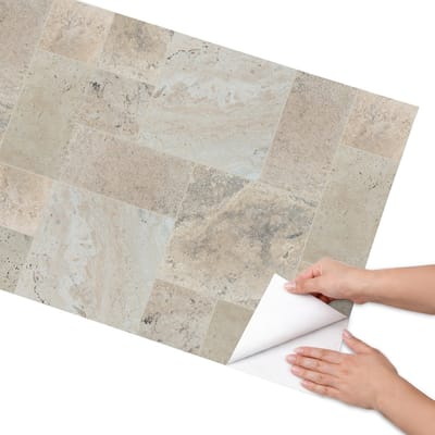 Coloray Meubel Wrap Folie - Beige Meubelfolie - 65x130 cm - Meubel Wrap Folie Mozaïek van stenen - Plakfolie Meubels - Minimalist Meubelfolie - Decoratiefolie Zelfklevend - Slaapkamer decoratie - Texturen