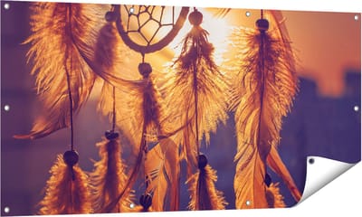 Gards Tuinposter Amulet van de Indianen - Symbool - Ketting - 140x70 cm - Tuindoek - Tuindecoratie - Wanddecoratie buiten - Tuinschilderij