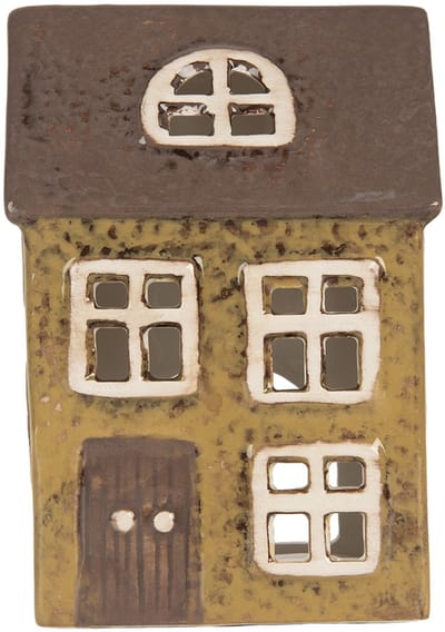 Clayre & Eef Waxinelichthouder Huis 10x7x14 cm Groen Keramiek