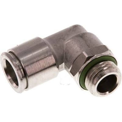 10mm x G1/4'' 90 graden L-verbinding RVS Insteekfitting Buitendraad Draaibaar FKM