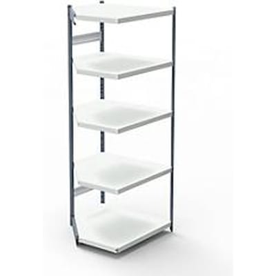 Stalen rek PROGRESS 2000, open hoekkast bouwdeel, zonder achterwand, H 1900 x B 400 + D 300 mm, zilveren frame